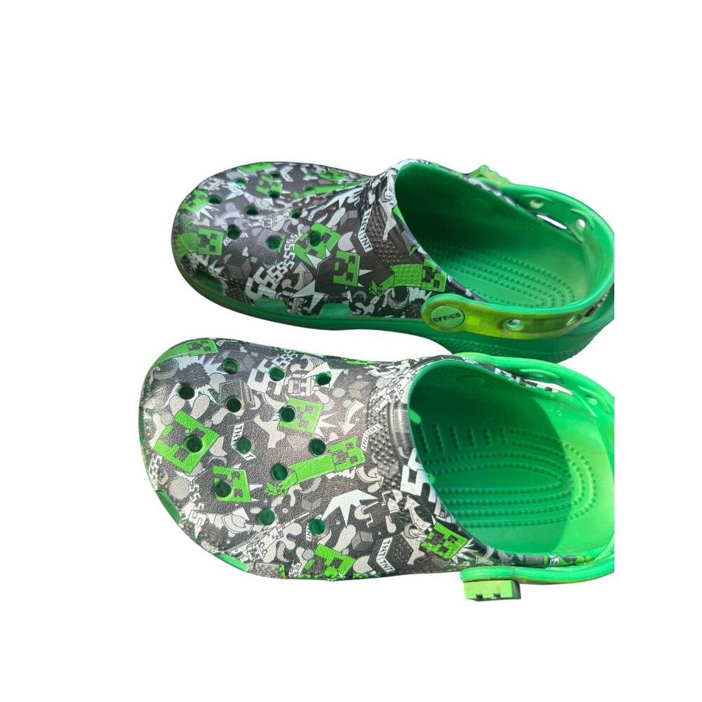 Minecraft Creeper Kids Clogs Size 3 – Green Gaming Sandals - Picture 2 of 4
